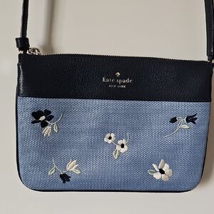 Kate Spade Black and Blue Floral Crossbody Bag